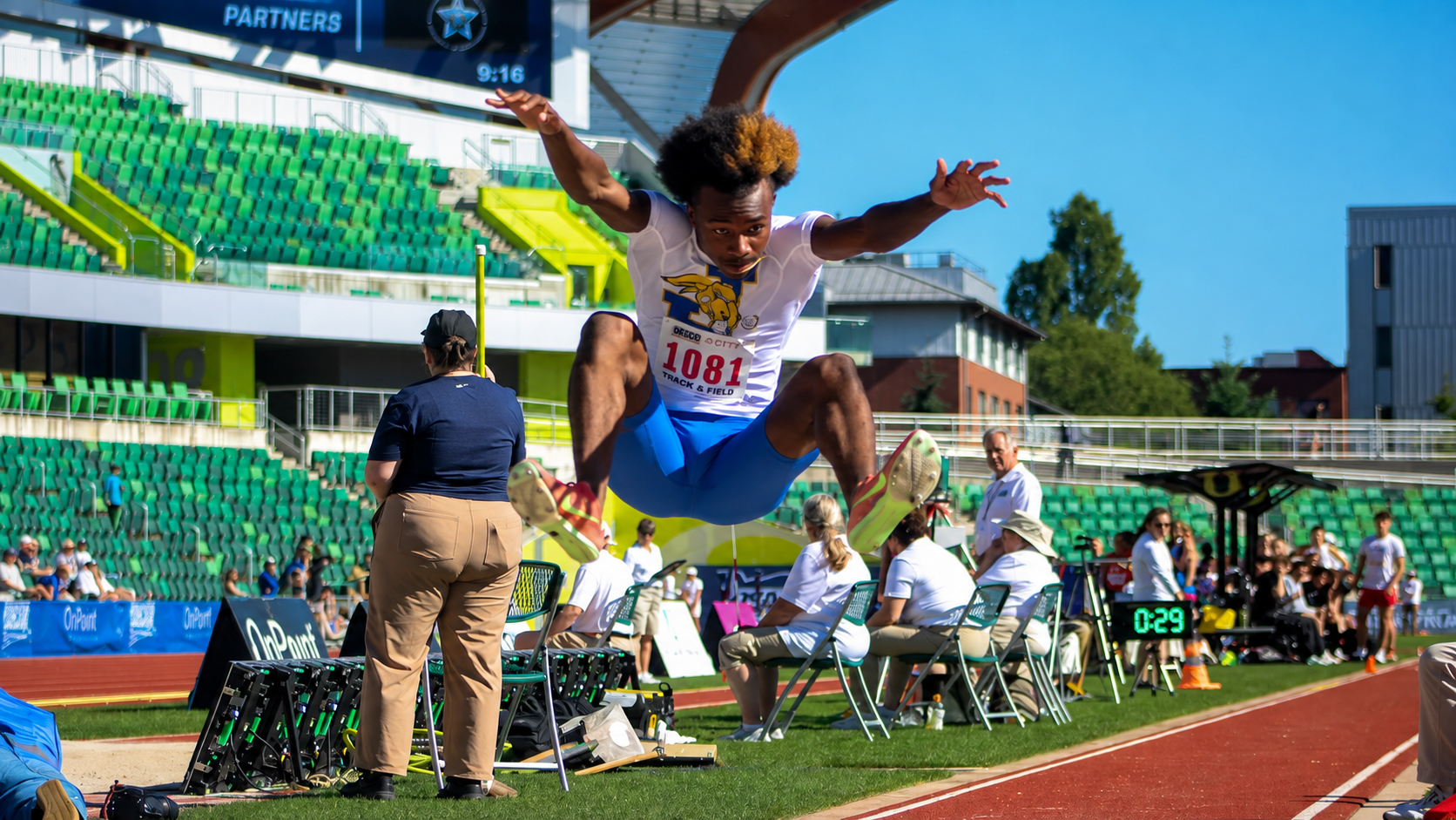 PIL track and field athlete competing in the long jump